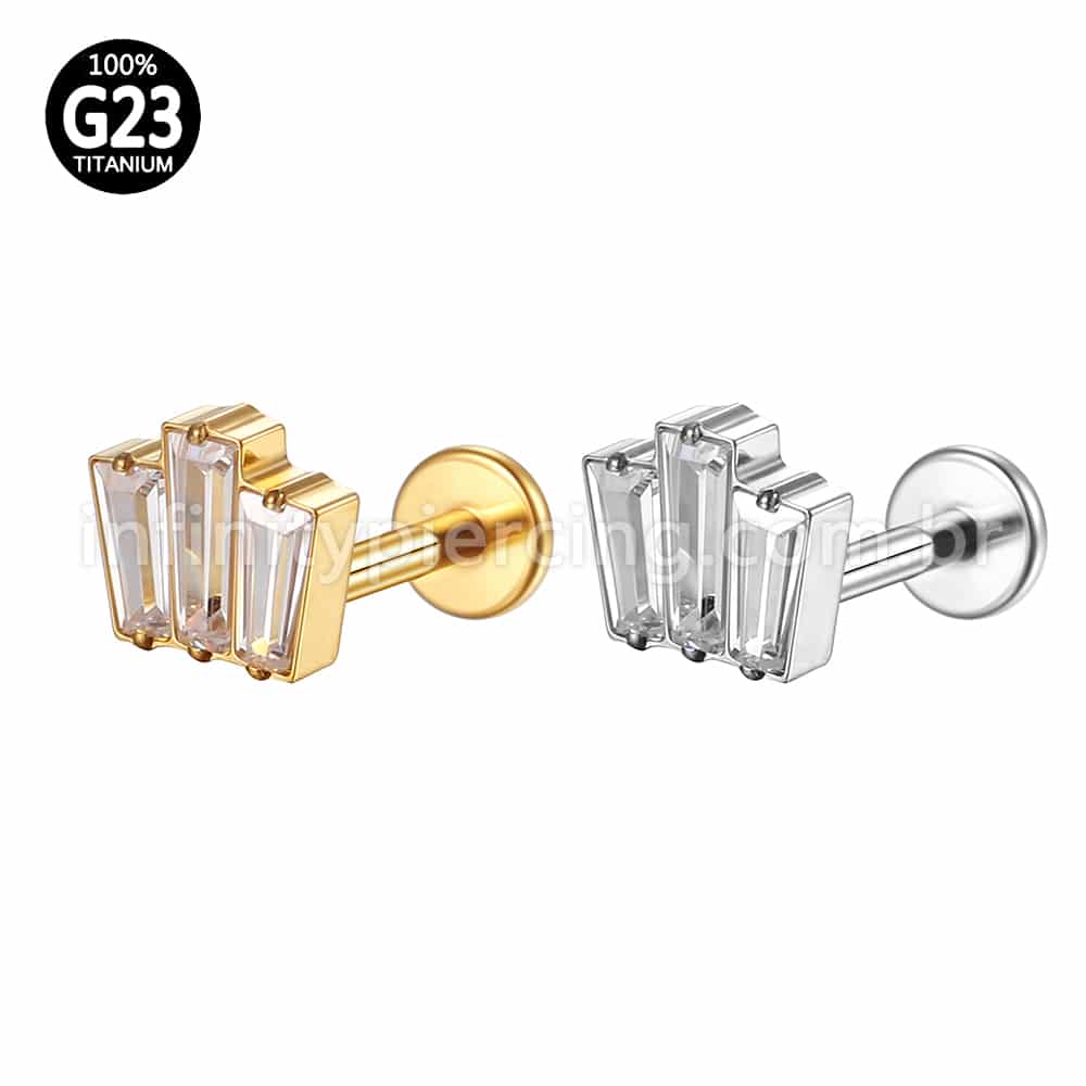 Piercing Labret Titânio Zircônia Cravejda